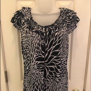 Black and White Ruffled East 5th Blouse